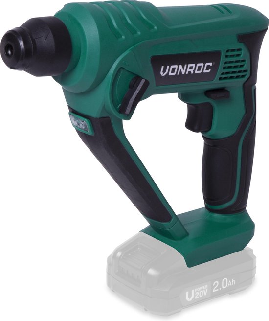 VONROC Akku-Bohrhammer - VPower 20V - ohne Akku & Ladegerät - 1,3 Joule - SDS-plus - inkl. Zubehör