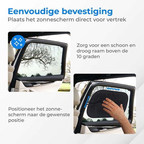 Nuvance - Sonnenschutz Auto Baby - 2 Stück - mit UV-Schutz für Baby und Kind - Sonnenschutz Seitenfenster - Selbstklebend - Einheitsgröße - Schwarz