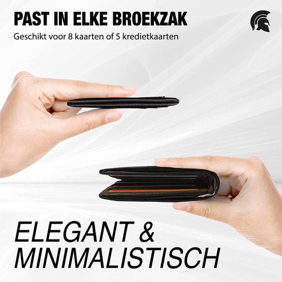 POWR Kartenetui Herren Schwarz - Schutzhülle Bankkarte mit Anti-Diebstahl - RFID Technologie - 5 bis 7 Karten - Kartenetui Leder
