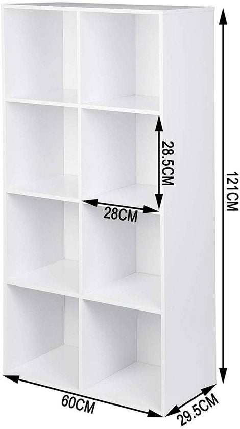 Woltu Bücherregal acht Fächer - 60 x 121 x 29,5 cm - MDF weiß - modular - modern