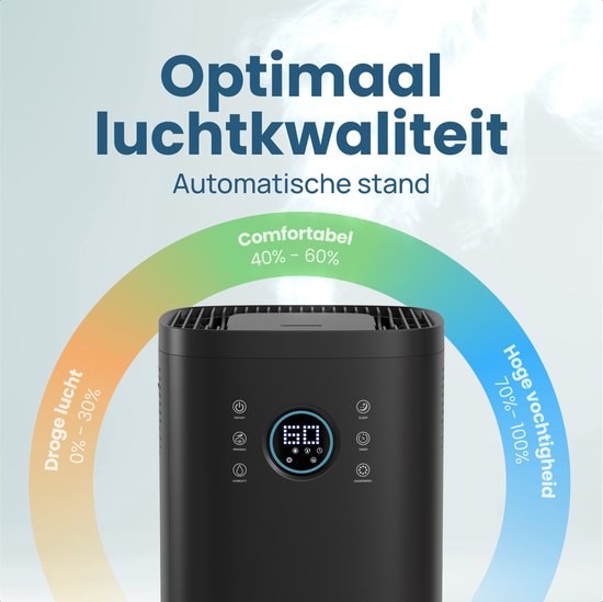 Auronic Luftbefeuchter - 4 l Fassungsvermögen - Mit Aromatherapie und Nachtmodus - BPA-frei und flüsterleise - 360-Grad-Düse - Kunststoff - Schwarz