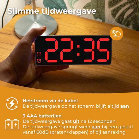 Nuvance Digitaler Wecker - Digitaluhr - Wecker für Kinder & Erwachsene - Reisewecker - Schlafzimmer - Led Wecker Digital - Rot