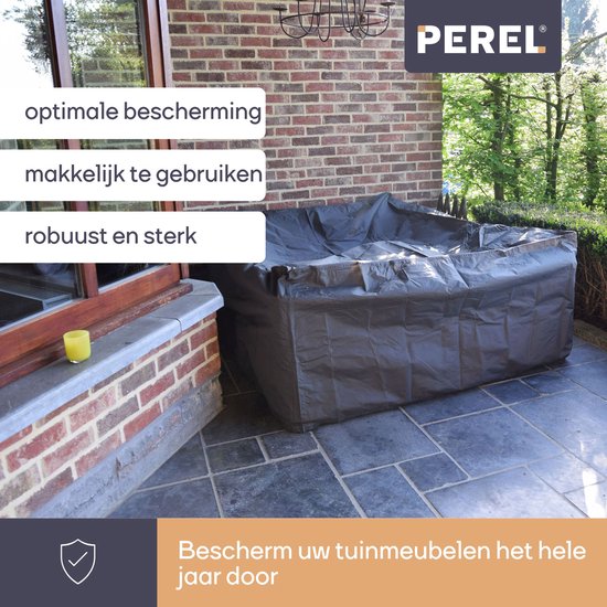 Perel Outdoor-Abdeckung für Garten-Set, grau, rechteckig, 280 cm x 230 cm x 80 cm
