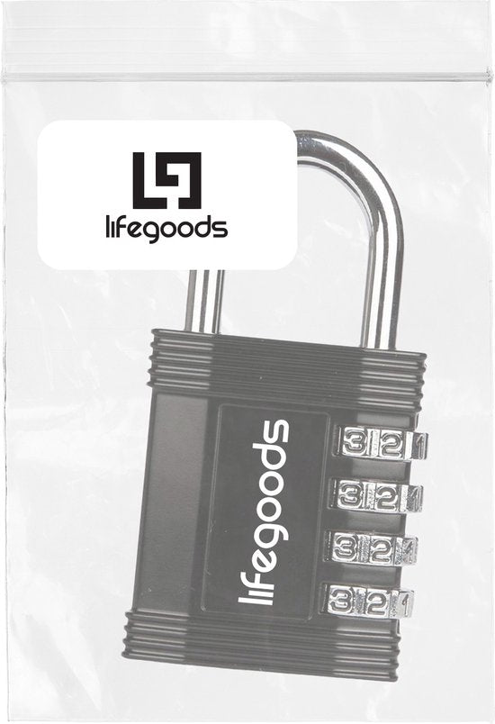 LifeGoods Vorhängeschloss - Ziffernschloss - 4-stellig - wetterfest - schwarz