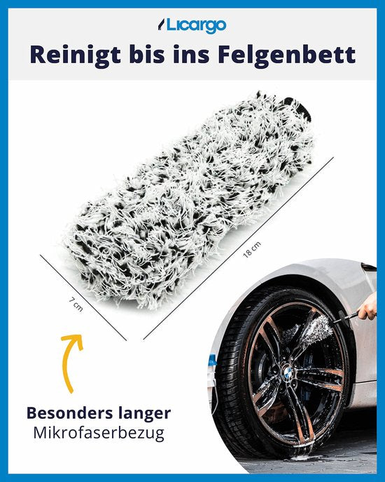 LICARGO® Mikrofaser-Bürstenaufsatz – Austauschbarer Aufsatz für die Mikrofaser-Felgenbürste Professional – Maschinenwaschbar bei 40 °C – Einfach auszutauschen – Ideal für hochwertige Felgen