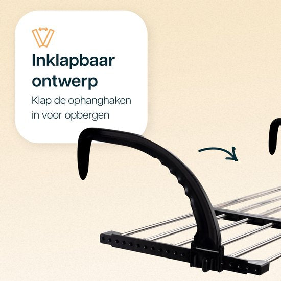 Duna Wäscheständer hängend - Ausziehbar auf 5,4m Trockenlänge - Wäscheständer - Hängender Wäscheständer - Tür - Balkon - Heizkörper - Mit Sockenhalter