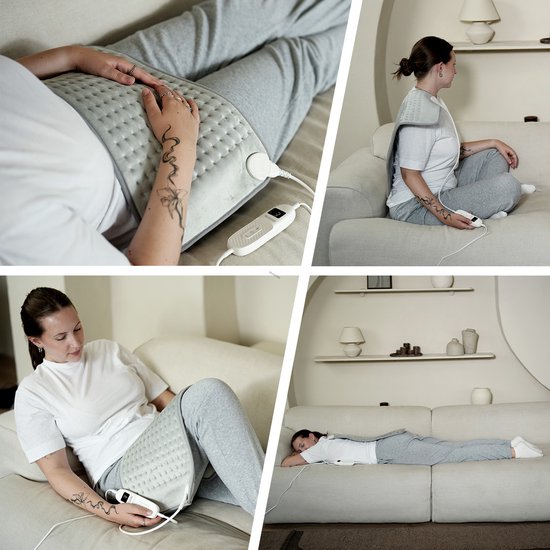 Auronic Heat Pillow Electric - XXL - 60x30cm - Nacken und Schultern - waschbar - Heizkissen - Elektrisches Kissen - Grau
