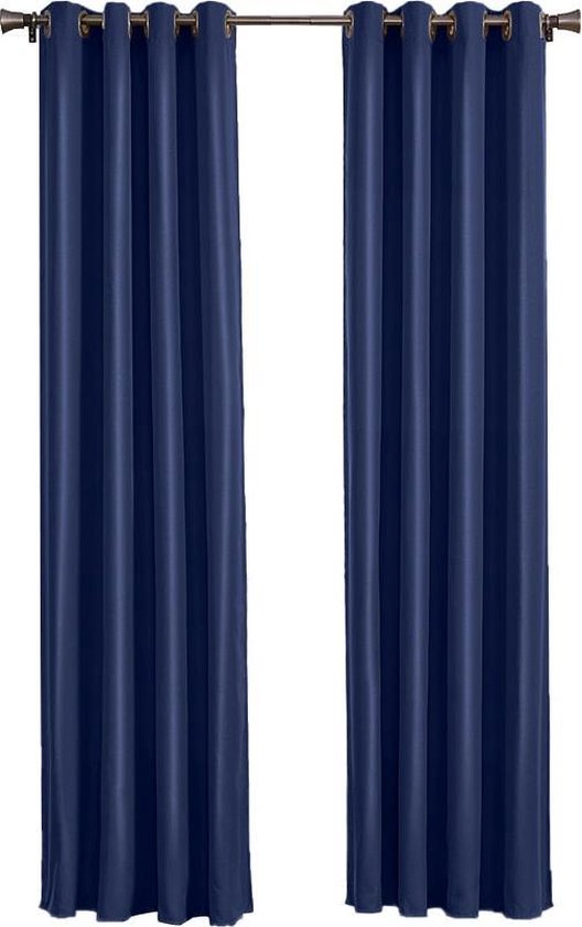 Larson – Luxuriöser, einfarbiger Verdunkelungsvorhang – mit Ringen – 1,5 m x 2,5 m – Dunkelblau