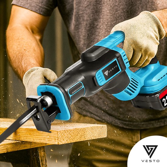 Vesto® Akku-Stichsäge - 21V Li-Ion - Inkl. 2 Akkus, Sägeblätter & Koffer - 25mm Hub - Für Holz, Metall & Kunststoff - Schnellwechselsystem - Kabellos