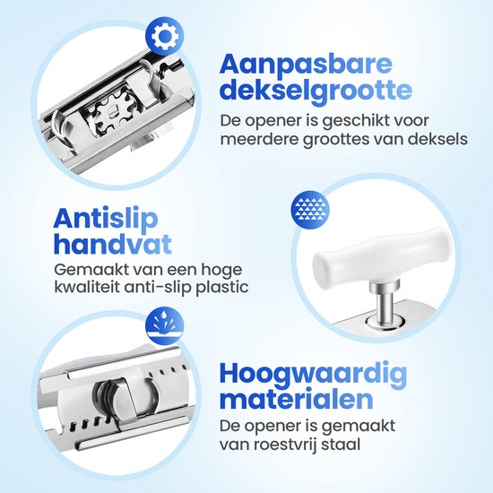 Techvavo® Topföffner - Handlicher Öffner für Töpfe - Ergonomischer Deckelöffner - Topföffner - Küchenwerkzeuge - Rheumahilfen