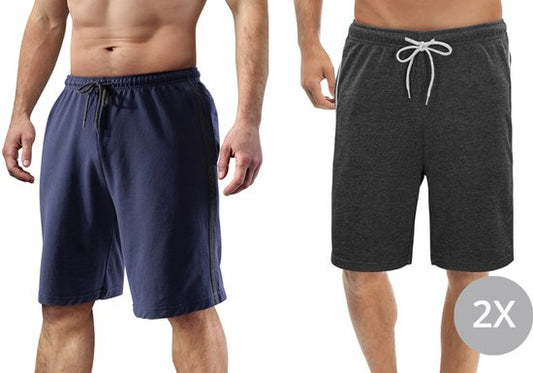 Milanoro - M - Shorts - 2er-Pack - Herren - Marineblau/Anthrazit