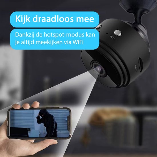 Tech Essentials Mini Hidden Spy Camera - 1080P - Mit WiFi APP - Micro Secret Security Camera - Indoor - Spy - Eavesdropping - Schwarz