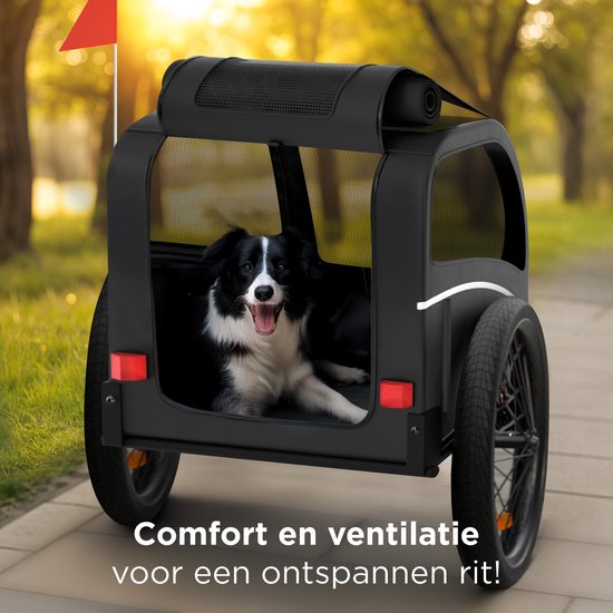 Trevopet® Hundefahrradanhänger - Faltbarer Fahrradanhänger Hund - Hundeanhänger - Geeignet für E-Bikes - Bis zu 40 kg - Für mittlere & große Hunde - Schwarz