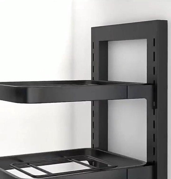 Ceruzo Verstellbarer Topf- und Pfannenständer - 3 Schichten - Platzsparend - Kohlenstoffstahl - 23 x 27 x 43 cm