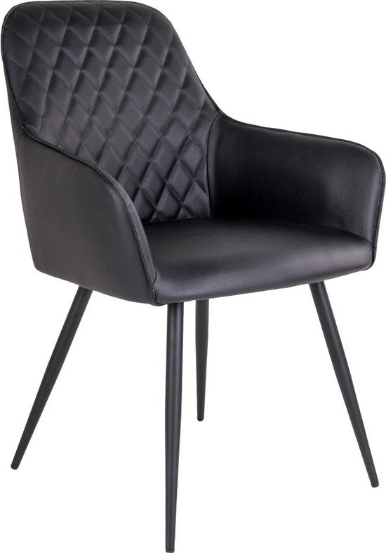 House Nordic Harbo Esszimmerstuhl Vegan Leder Schwarz - Set von 2