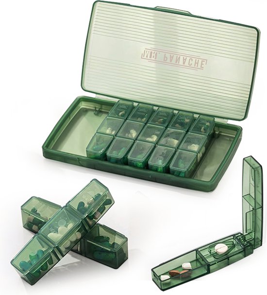 MR. PANACHE Pillenbox für 7 Tage mit 3 Fächern - Medikamentenbox - Pillenboxen - Pillenschneider - Medikamentenbox 7 Tage - Pillenbox - Medikamentenbox 7 Tage - Starkes Schloss - Medikamentenbox mit Tagesanzeige
