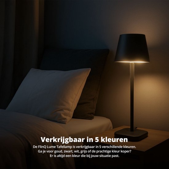 FlinQ Smart Table Lamp Lume - Wiederaufladbar und mit Touch Control - Für Schlafzimmer und Wohnzimmer - Kabellose Lampe auch als Stehlampe - Dimmbar und ideal für den Nachttisch - Industrial - Weiß