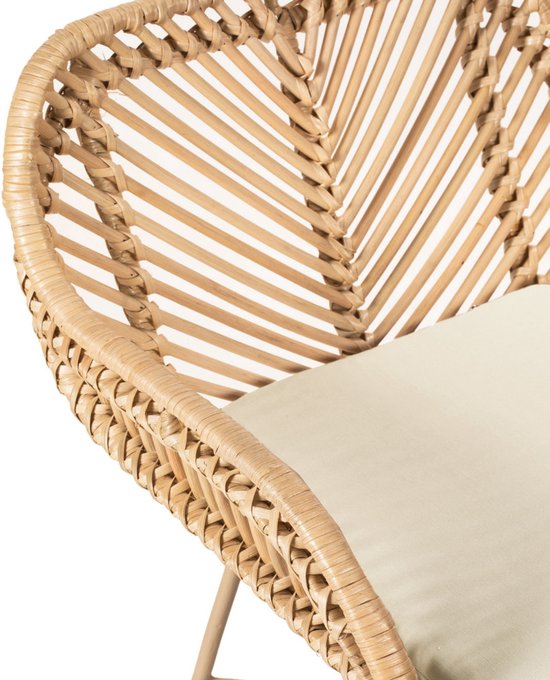 Nunuhai – Set aus 2 Rattan-Barhockern mit beigen Beinen, Höhe 68 cm