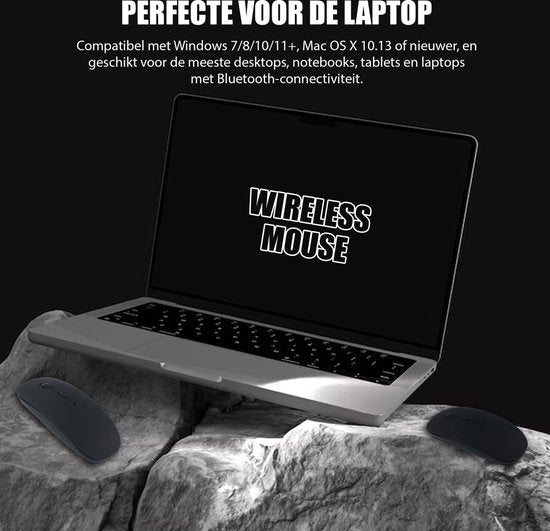 K&L Kabellose Maus - Kabellose Bluetooth-Maus Laptop - Geräuschlos - Wiederaufladbar - Schwarz