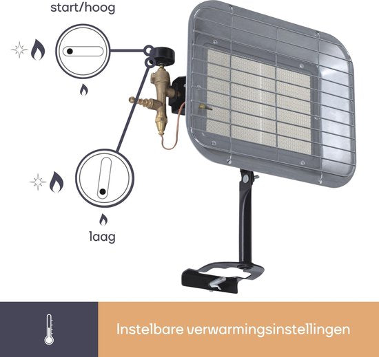 Perel Terrassenheizung auf Gas, Butan oder Propan, 4500 W