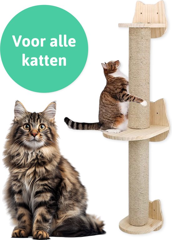 Little big bird Katzenkletterwand - Kratzbaum - 2 Plattformen - Für große Katzen - Komplettset