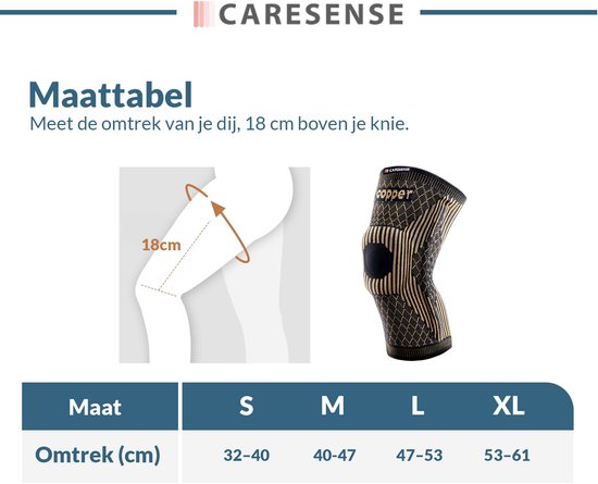 Caresense Kniestütze - Patella-Bandage - Bei Arthritis - Linderung von Gelenkschmerzen - Kniestütze für Erwachsene - Größe L