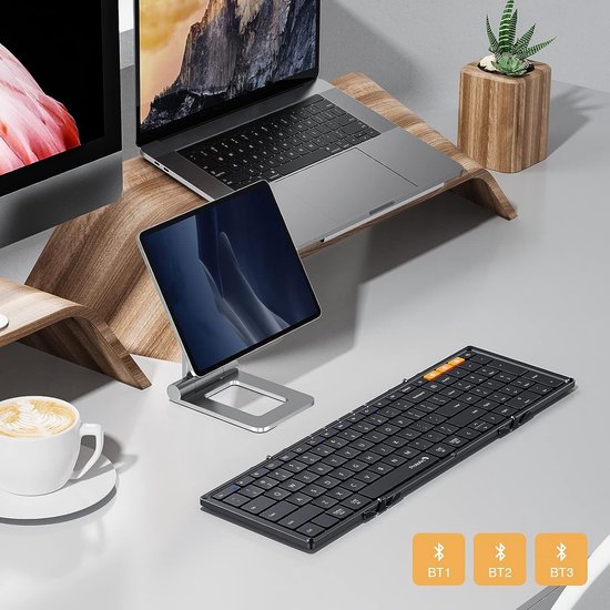 ProtoArc Foldable Keyboard - Full-Size Wireless Keyboard - Reisetastatur Portable - Bluetooth Tastaturen - Laptop IOS Android Windows Tablet iPad Smartphone PC Computer - Schwarz