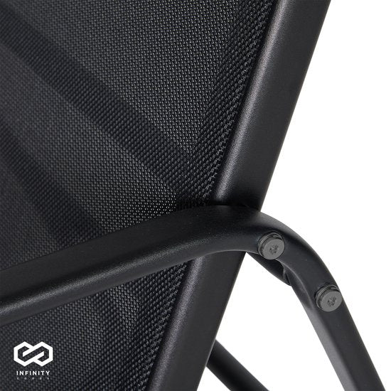 Infinity Goods Tuinset - Loungeset - Tuinmeubelen - Tuinbank - Tuinstoelen - Tuintafel - Glazen blad - 4 Persoons - Zwart/Antraciet