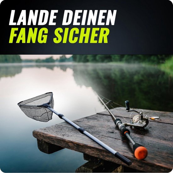 Teleskop-Gummischöpternetz – 21 m langes, gummibeschichtetes Fischernetz zum Angeln