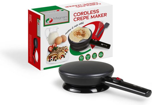 Magnani – Crêpes-Pfanne – Pfannkuchenpfanne – Antihaftbeschichtung – Inklusive Pfannenwender, Schneebesen und Teller – Pfannkuchenpfanne – Elektrisch – 800 W