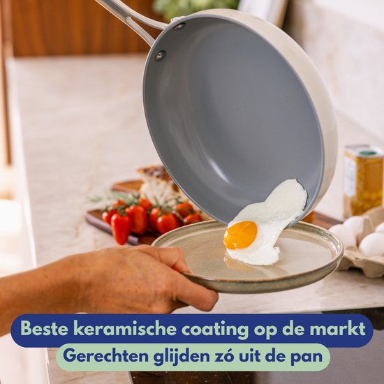 Safecourt Kitchen Keramische Bratpfanne - Ø 24 Pfanne - Induktion, Elektro, Keramik & Gas - PFAS & PTFE frei