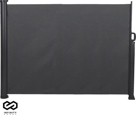 Infinity Goods Verstellbarer Windschutz - 300 x 160 cm - Ausziehbar - Einziehbar - Sonnenschutz - Außenbereich, Strand, Terrasse, Balkon, Camping - Unterstand - Seitenmarkise - Wetterfest - Anthrazit