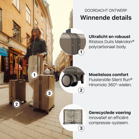 ONYX Hybrid Pro Check-in Koffer Large 100 Liter - Recyceltes Polycarbonat und reißverschlussloses Design - Reisekoffer mit TSA-Schloss und Spinner-Rollen - Leichter Trolley mit Laptop-Fach - Desert Clay