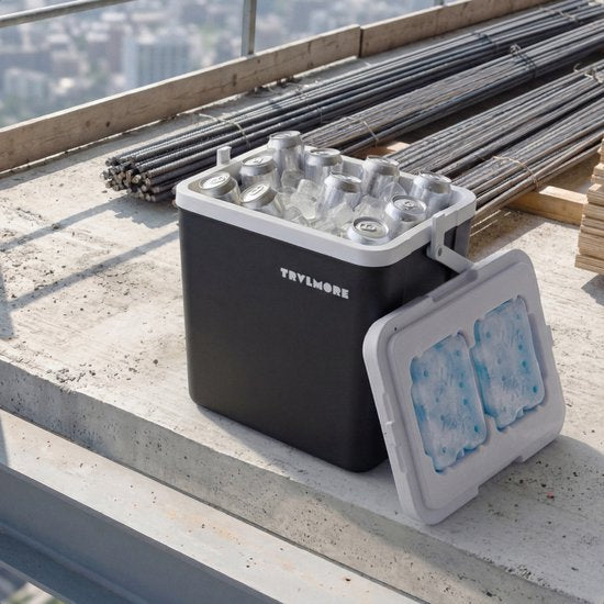 TRVLMORE Cool Box 26L - 65-Stunden-Kühlung - Kühlbox - Inklusive 2 Kühlelemente - Anthrazit