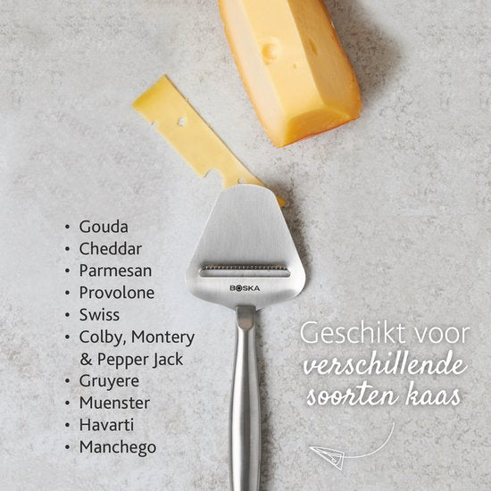 Boska Käsehobel Kopenhagen - Käsehobel für Hartkäse - Käsehobel für alten Käse - Spülmaschinengeeignet - Multifunktionaler Käsehobel - Edelstahl - 220 x 74 x 20 mm - Küchenutensilien - Küchenzubehör - Lebenslange Garantie