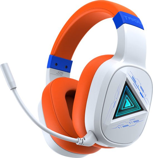 TAIDU THS320Pro Wireless Gaming Headset - 2.4GHz - Bluetooth 5.2 - Mikrofon - Multiplattform - Weiß Orange