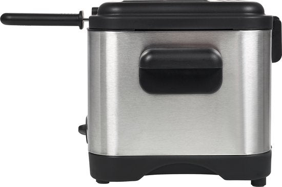 Princess Mini-Fritteuse 182612 - 1,5 Liter - Einstellbarer Thermostat - Geruchsfilter - Sichtfenster - Kompakt - Geeignet für Camping - 1000W - Gebürsteter Edelstahl