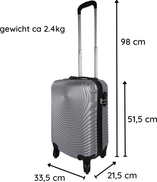 Ceruzo Handgepäckkoffer – Trolley – 28 l – 51,5 cm – Silbergrau – 360°-Drehrollen – Zahlenschloss