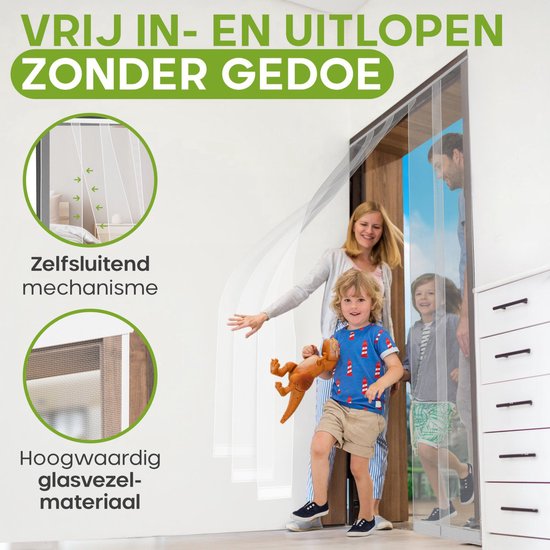 O'DADDY® Fliegengitter Lamellenvorhang - 100x260 cm - Türvorhang - Türtür - Verstellbares Design - Glasfaser - Türgitter Weiß