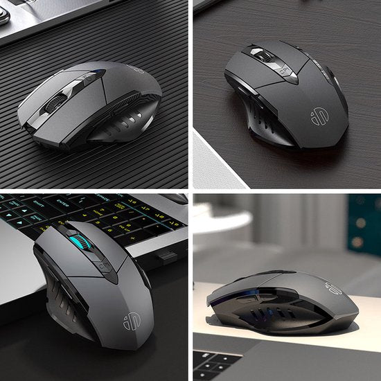 Techvavo® Kabellose Laptop-Maus – Computermaus – Wiederaufladbare Maus – LED-Beleuchtung – Leise kabellose Maus – Für Gaming geeignet – Schwarz