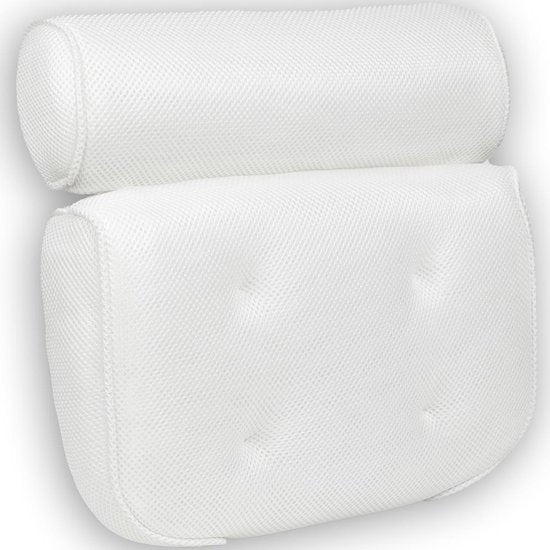 Loti Living Badekissen für die Badewanne - Badekissen - Nackenkissen für die Badewanne - Kopfstütze für die Badewanne - Badekissen mit Saugnäpfen - 6 Saugnäpfe - Ergonomisches Nackenkissen - Anti-Rutsch - Weiß