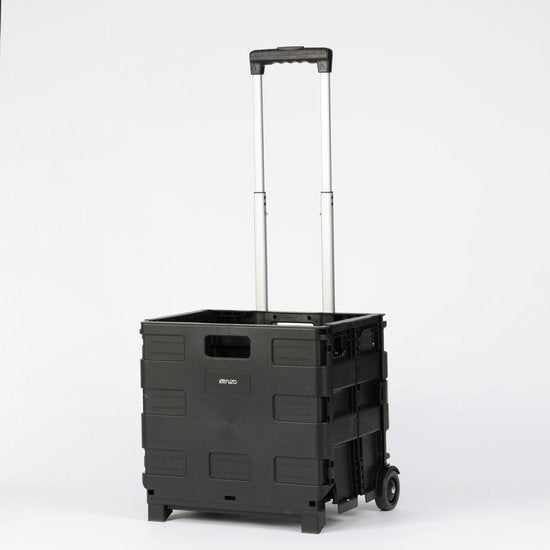 Ceruzo Einkaufswagen mit klappbarer Kiste - 30 Liter mit 2 Rädern- klappbar- Einkaufskiste-Schwarz