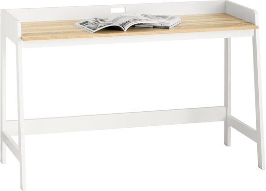 SoBuy FWT41-WN Schreibtisch - Weißes Holzdesign mit geräumiger Arbeitsfläche