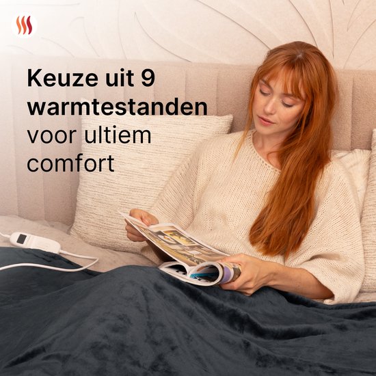 Seranova Electric Blanket XXL - 180x160 cm - 2 Personen Decke - Wärmedecke - Doppelseitig - Fleece Sherpa - Anthrazit Grau