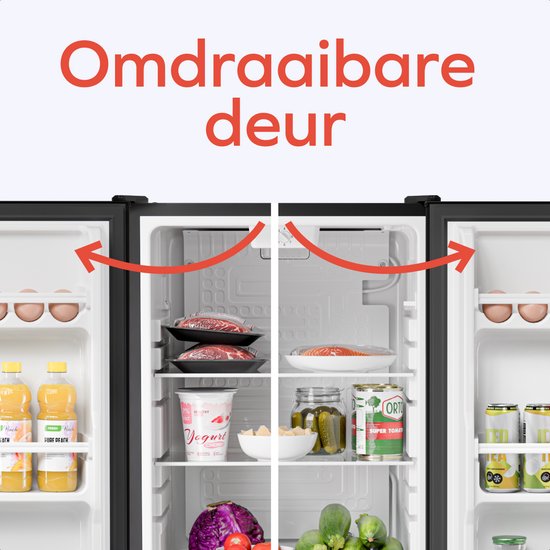 KitchenBrothers Kühlschrank - 92L - Tischmodell - Eisfach - Frigo - Freistehend - Schwarz