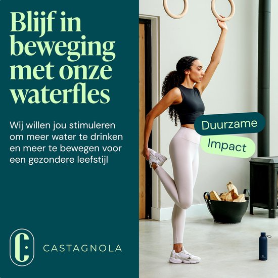 Castagnola Wasserflasche - Edelstahl-Trinkflasche 500 ML - Stahlthermoskanne - Trinkflaschen für Erwachsene - Doppelwandig - Dunkelblau