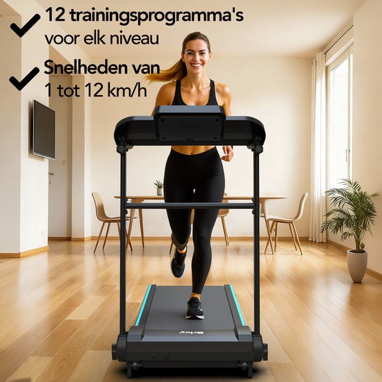 Brixy Laufband - Zusammenklappbar - Laufband - 12 Programme - Tablet-Halterung - Steigungsfunktion - Laufband - 1-12km/h
