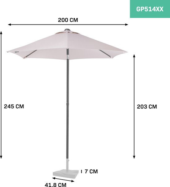 VONROC Premium Stick Sonnenschirm Torbole Ø200cm - Inkl. Schutzhülle - Runder Sonnenschirm - UV-beständiger Stoff - Beige