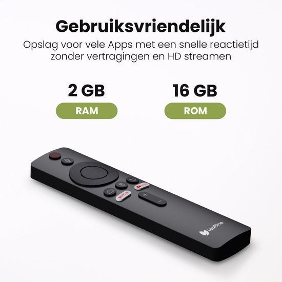 Leafline® Android TV Stick - Google TV Streamer - Eingebauter Chromecast - Android TV Box - Mit Fernbedienung & Sprachsteuerung