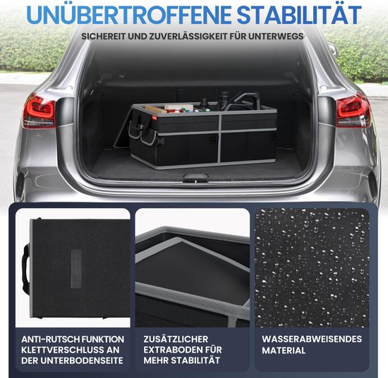 HELDENWERK Premium Kofferraum-Organizer mit Deckel, stabil & rutschfest - Faltbare Kofferraumtasche, groß mit doppeltem Boden - Kofferraumbox, Kofferraum-Organizer-Box
